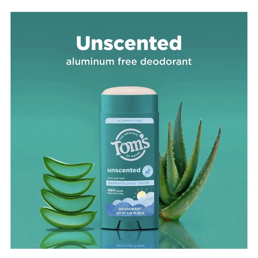 Tom's of Maine Aluminum-Free Natural Deodorant, Unscented, 2-Pack